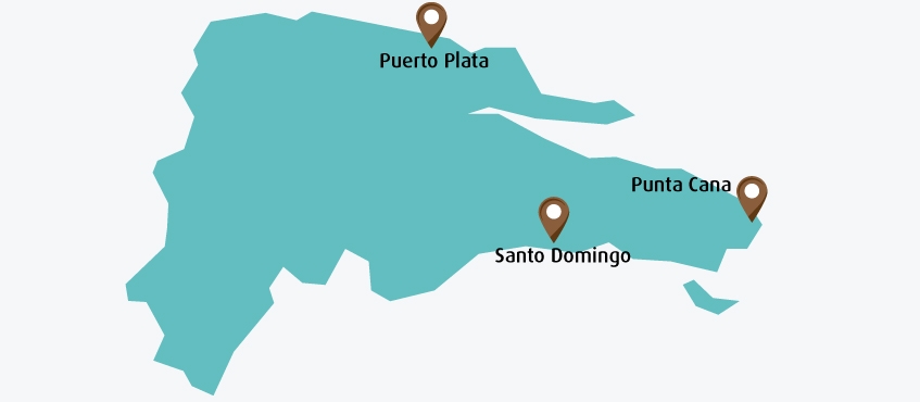 plattegrond vliegvelden dominicaanse Republiek